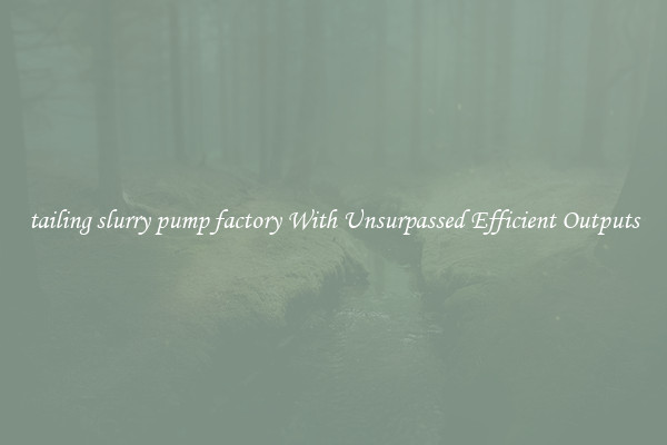 tailing slurry pump factory With Unsurpassed Efficient Outputs