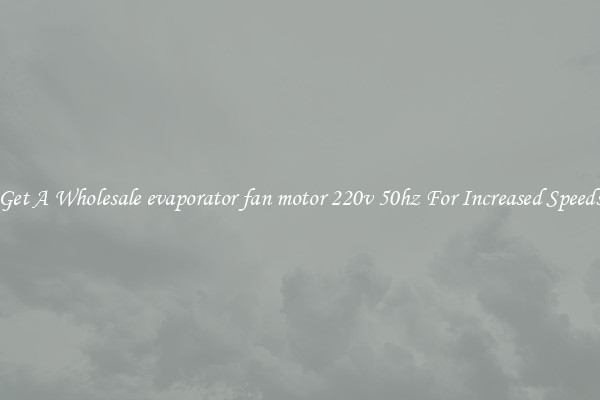 Get A Wholesale evaporator fan motor 220v 50hz For Increased Speeds